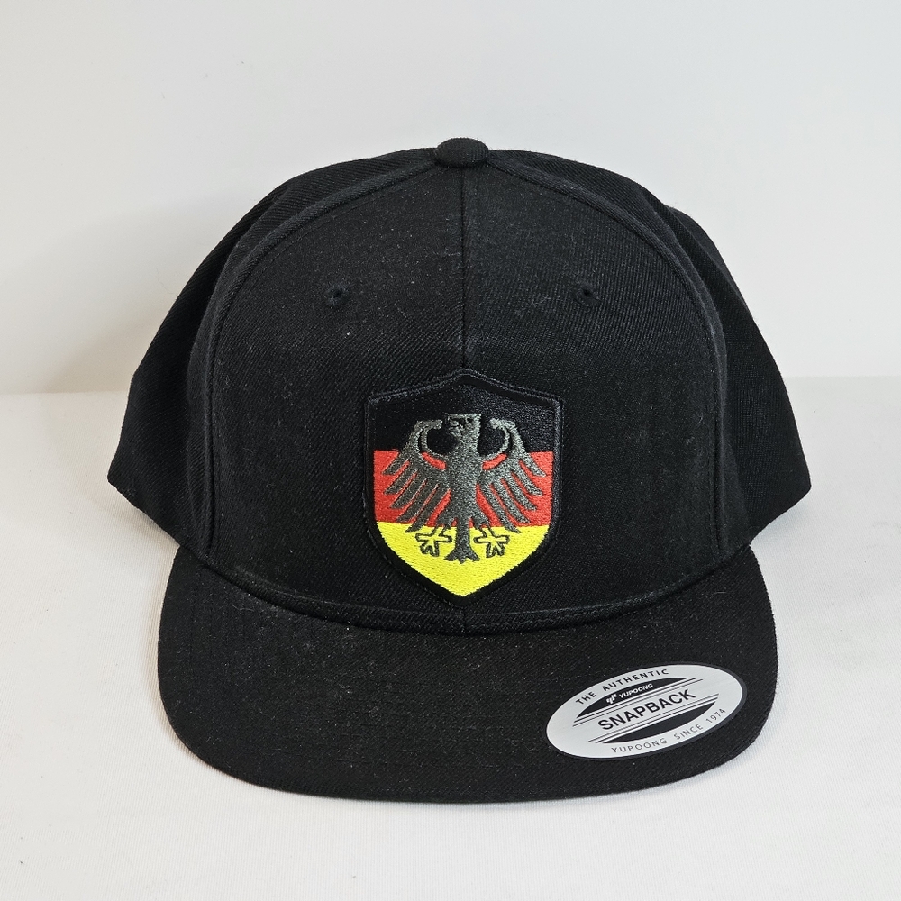 Deutschland Germany Eagle Flag Patch Snapback Hat Black Wool Trucker Cap Yupoong